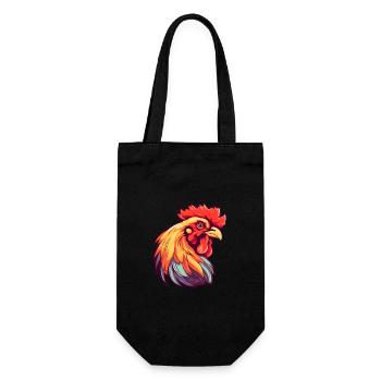 Chicken Colorful Watercolor Cartoon Kawaii Animal - Gift Bag for Bottles - black - Front