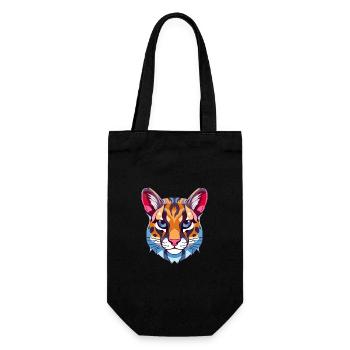 Ocelot Colorful Watercolor Cartoon Kawaii Animal - Gift Bag for Bottles - black - Front