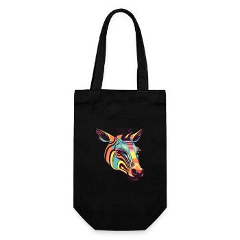 Okapi Colorful Watercolor Cartoon Kawaii Animal - Gift Bag for Bottles - black - Front