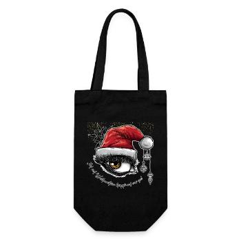 Weihnachtsauge im Graffiti-Stil mit Hut - Geschenkbeutel für Flaschen - Schwarz - Vorne