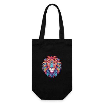 Lion Aquarelle Colorée Dessin Animé Kawaii Animal - Sac à bouteille - noir - Devant