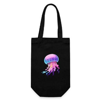 Méduse Aquarelle Colorée Dessin Animé Kawaii Anima - Sac à bouteille - noir - Devant