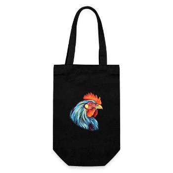 Henne bunte Aquarell-Karikatur Kawaii-Tier - Geschenkbeutel für Flaschen - Schwarz - Vorne