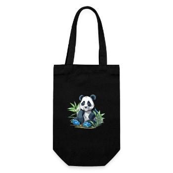Panda Colorful Watercolor Cartoon Kawaii Animal - Gift Bag for Bottles - black - Front
