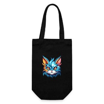 Kitten Colorful Watercolor Cartoon Kawaii Animal - Gift Bag for Bottles - black - Front