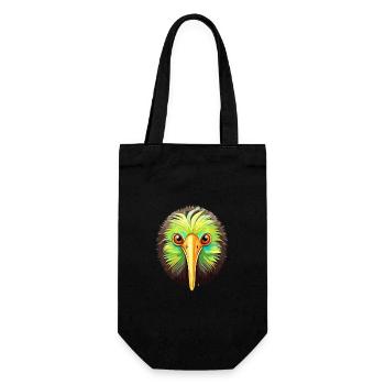 Kiwi Haustier Buntes Aquarell Cartoon Kawaii Tier - Geschenkbeutel für Flaschen - Schwarz - Vorne