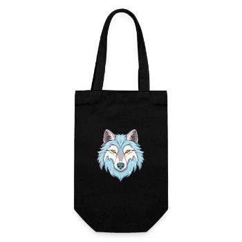 Arctic Wolf Colorful Watercolor Cartoon Kawaii Ani - Gift Bag for Bottles - black - Front