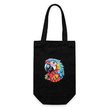 Parrot Colorful Watercolor Cartoon Kawaii Animal - Gift Bag for Bottles - black - Front