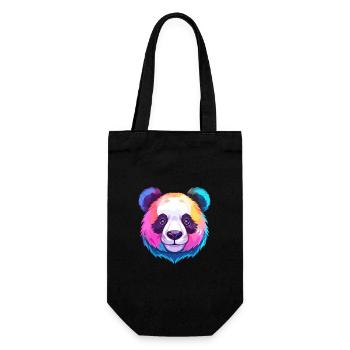 Panda Colorful Watercolor Cartoon Kawaii Animal - Gift Bag for Bottles - black - Front