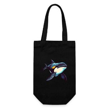 Orca Colorful Watercolor Cartoon Kawaii Animal - Gift Bag for Bottles - black - Front