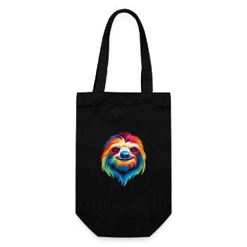 Faultier buntes Aquarell Cartoon Kawaii Tier - Geschenkbeutel für Flaschen - Schwarz - Vorne