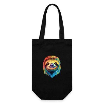 Faultier buntes Aquarell Cartoon Kawaii Tier - Geschenkbeutel für Flaschen - Schwarz - Vorne