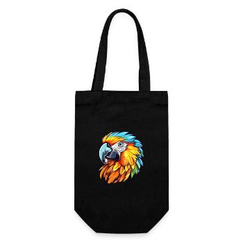 Parrot Colorful Watercolor Cartoon Kawaii Animal - Gift Bag for Bottles - black - Front
