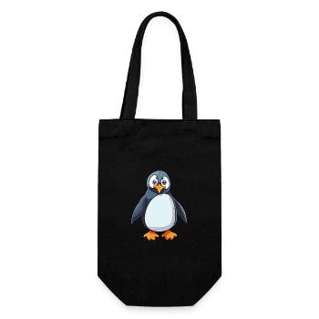 Pinguin Niedliche Karikatur Kawaii Aquarell Tier Haustier - Geschenkbeutel für Flaschen - Schwarz - Vorne