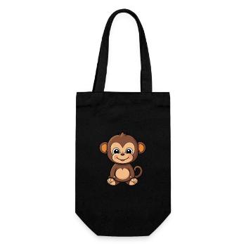 Affe Niedliche Karikatur Kawaii Aquarell Tier Haustier - Geschenkbeutel für Flaschen - Schwarz - Vorne