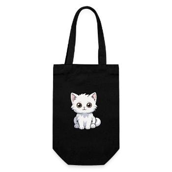 Katze niedliche Karikatur Kawaii Aquarell Tier Haustier - Geschenkbeutel für Flaschen - Schwarz - Vorne