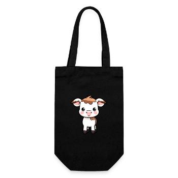 Vache Mignon Dessin Animé Kawaii Aquarelle Animal Animal De Compagnie - Sac à bouteille - noir - Devant