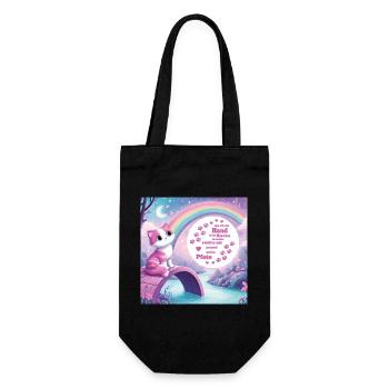 Katze mit Regenbogen - Geschenkbeutel für Flaschen - Schwarz - Vorne