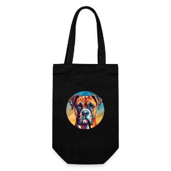 Boxer Hund Buntes Glas Bunte Karikatur Kawaii An - Geschenkbeutel für Flaschen - Schwarz - Vorne