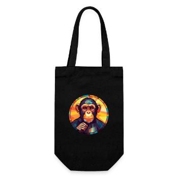 Chimpanzé vitrail coloré dessin animé Kawaii A - Sac à bouteille - noir - Devant