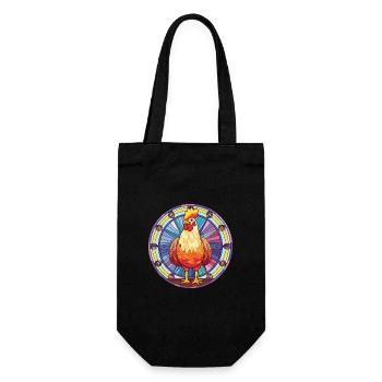 Poulet vitrail coloré dessin animé Kawaii Anim - Sac à bouteille - noir - Devant