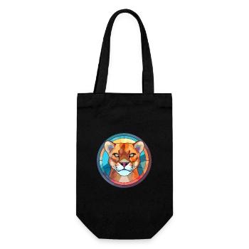 Cougar vitrail coloré dessin animé Kawaii Anima - Sac à bouteille - noir - Devant