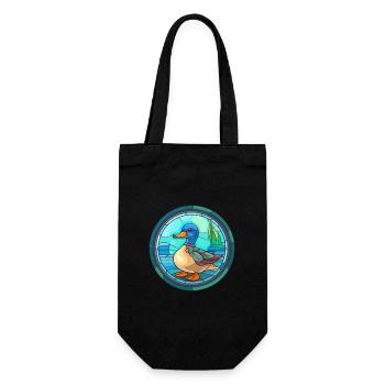 Canard vitrail coloré dessin animé Kawaii Animal - Sac à bouteille - noir - Devant