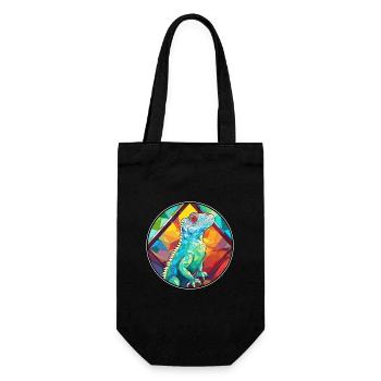 Iguane vitrail coloré dessin animé Kawaii Anima - Sac à bouteille - noir - Devant