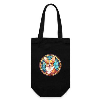Corgi Hund Buntes Glas Bunte Karikatur Kawaii An - Geschenkbeutel für Flaschen - Schwarz - Vorne