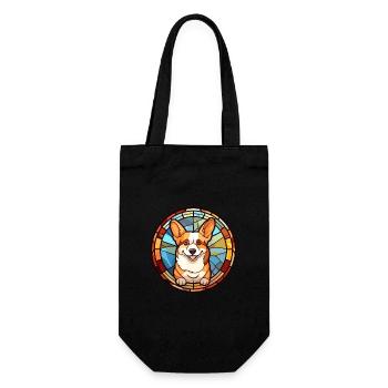 Corgi chien vitrail dessin animé Kawaii Animal - Sac à bouteille - noir - Devant