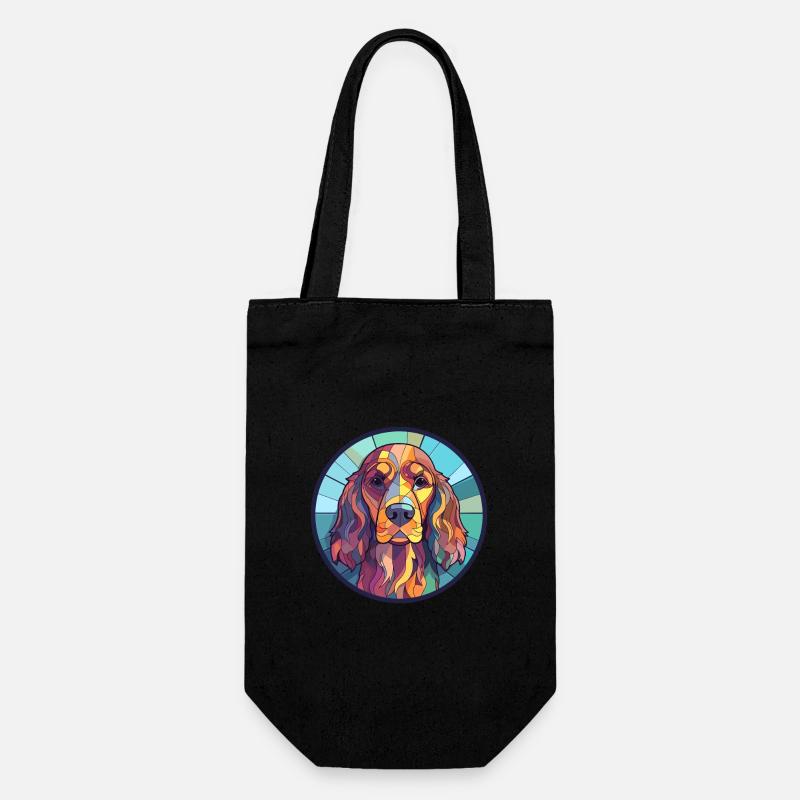 Englischer Cocker Spaniel Hund Buntglas Bunt - Geschenkbeutel für Flaschen - Schwarz