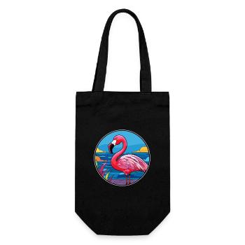 Flamant rose vitrail coloré dessin animé Kawaii Ani - Sac à bouteille - noir - Devant