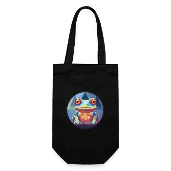 Grenouille vitrail coloré dessin animé Kawaii Animal - Sac à bouteille - noir - Devant