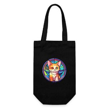 Chaton vitrail coloré dessin animé Kawaii Anima - Sac à bouteille - noir - Devant