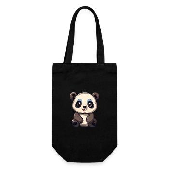 Panda Niedliche Karikatur Kawaii Aquarell Tier Haustier - Geschenkbeutel für Flaschen - Schwarz - Vorne