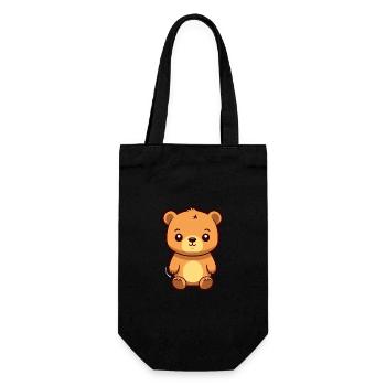 Bär niedliche Karikatur Kawaii Aquarell Tier Haustier - Geschenkbeutel für Flaschen - Schwarz - Vorne