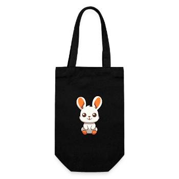 Hase niedliche Karikatur Kawaii Aquarell Tier Haustier - Geschenkbeutel für Flaschen - Schwarz - Vorne