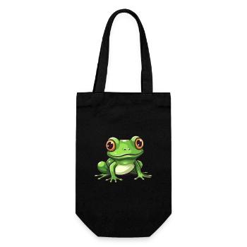 Grenouille Mignon Dessin Animé Kawaii Aquarelle Animal De Compagnie - Sac à bouteille - noir - Devant
