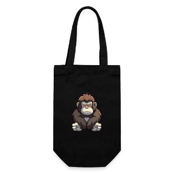 Gorilla Cute Cartoon Kawaii Watercolor Animal Pet - Gift Bag for Bottles - black - Front