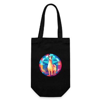 Lama Buntglas bunte Karikatur Kawaii Tier - Geschenkbeutel für Flaschen - Schwarz - Vorne