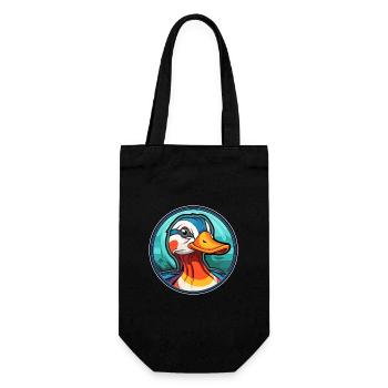 Mandarin Duck Stained Glass Colorful Cartoon Kawai - Gift Bag for Bottles - black - Front