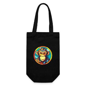 Affe Buntglas Bunte Karikatur Kawaii Anima - Geschenkbeutel für Flaschen - Schwarz - Vorne