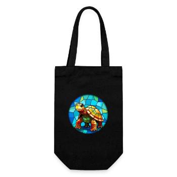 Schildkröte Bunte Karikatur Kawaii Anima - Geschenkbeutel für Flaschen - Schwarz - Vorne