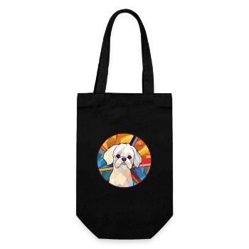 Malteser Hund Buntes Glas Bunte Karikatur Kawaii - Geschenkbeutel für Flaschen - Schwarz - Vorne