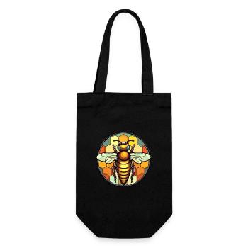Bee Stained Glass Colorful Cartoon Kawaii Animal - Gift Bag for Bottles - black - Front
