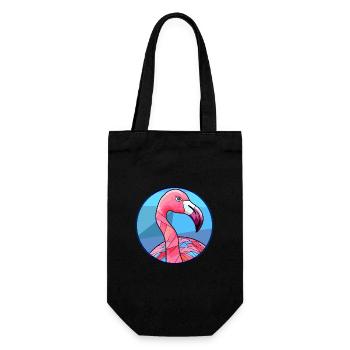 Flamant rose vitrail coloré dessin animé Kawaii Ani - Sac à bouteille - noir - Devant