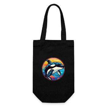 Orca Stained Glass Colorful Cartoon Kawaii Animal - Gift Bag for Bottles - black - Front