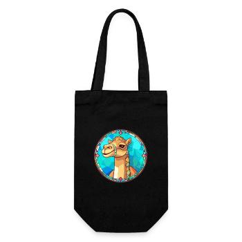 Camel Stained Glass Colorful Cartoon Kawaii Animal - Gift Bag for Bottles - black - Front
