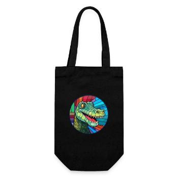 Crocodile vitrail coloré dessin animé Kawaii An - Sac à bouteille - noir - Devant