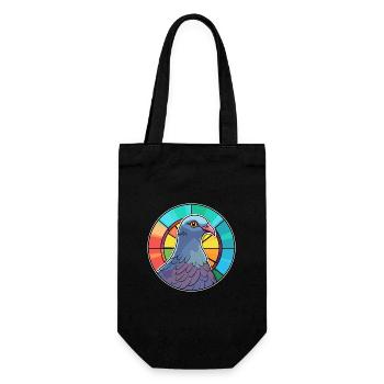 Pigeon vitrail coloré dessin animé Kawaii Anima - Sac à bouteille - noir - Devant